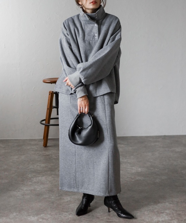 アンチピリング加工裏起毛ハイネックプルオーバーセットワンピース【s-40116】.