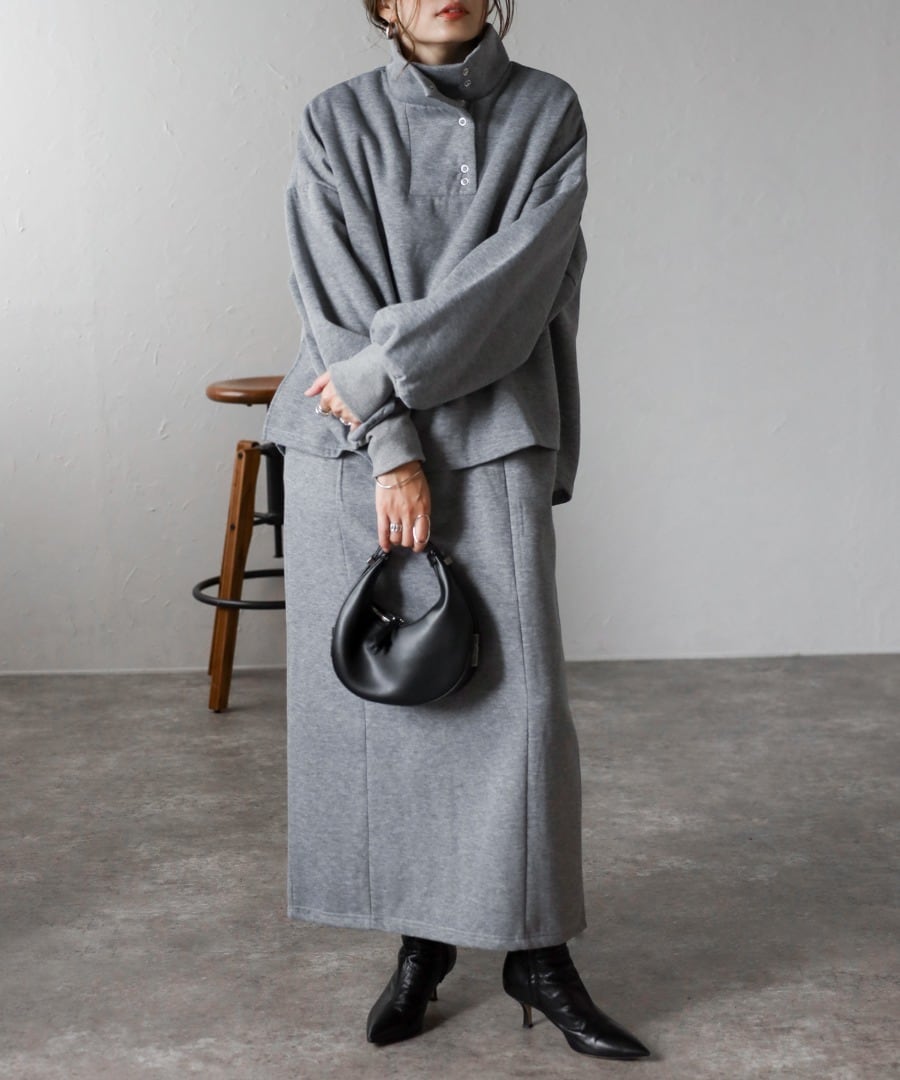 アンチピリング加工裏起毛ハイネックプルオーバーセットワンピース【s-40116】.