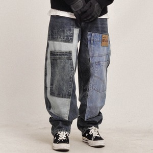 パッチワーク リメイク デニムパンツ N3397