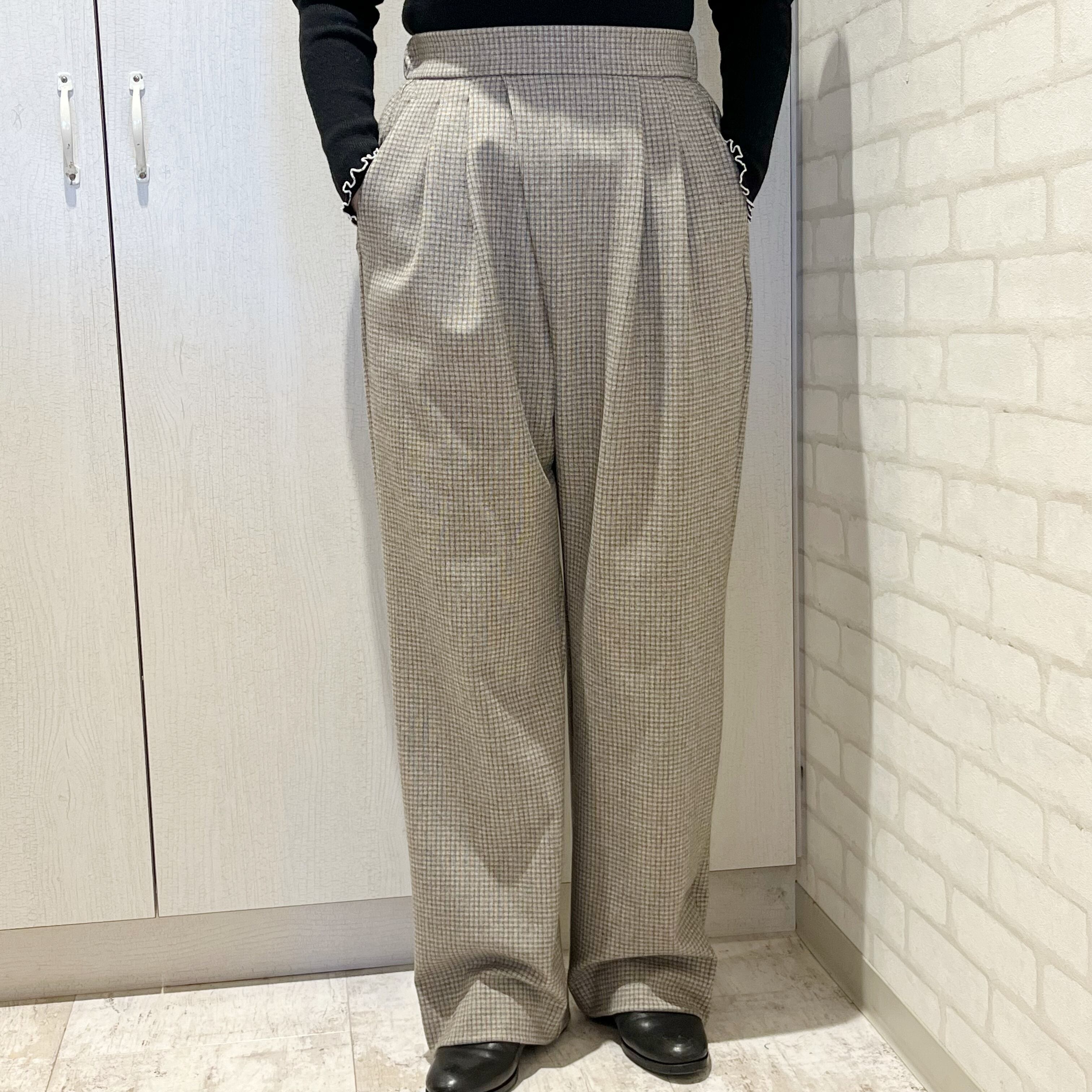 Dignite collier/80243636/ピーチ起毛チェックパンツ(ベージュ系)