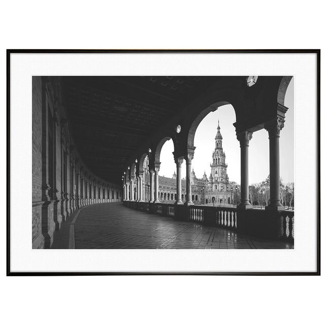 スペイン写真  セビリア スペイン広場の回廊  インテリアアートポスター額装 AS3127