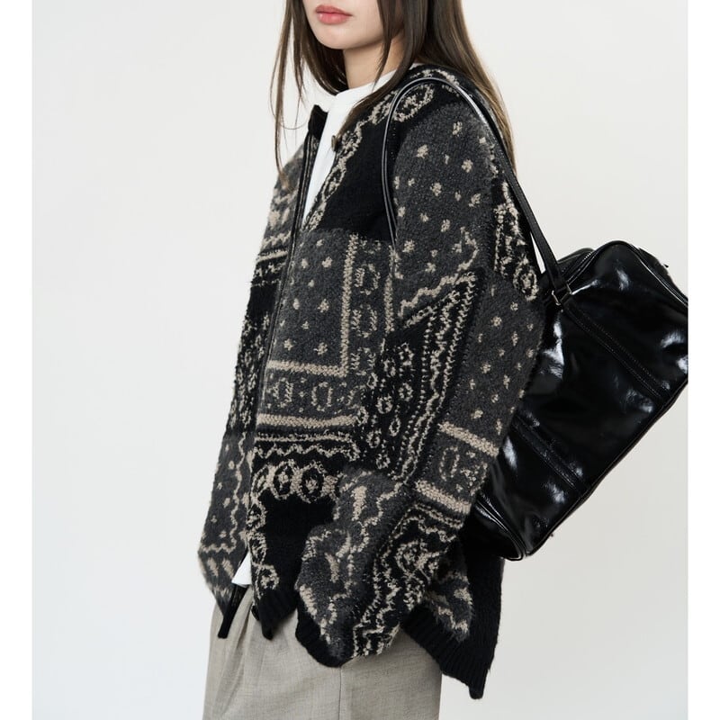 patchwork jacquard cardigan 10867