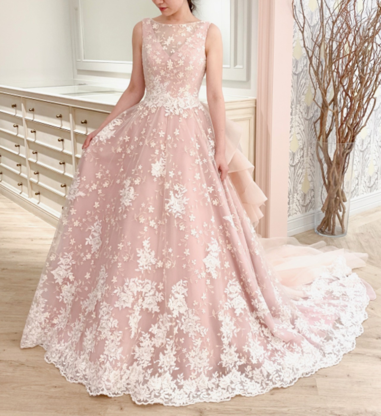 カラードレス ピング 憧れのドレス Aラインライン ノースリーブ 贅沢な  