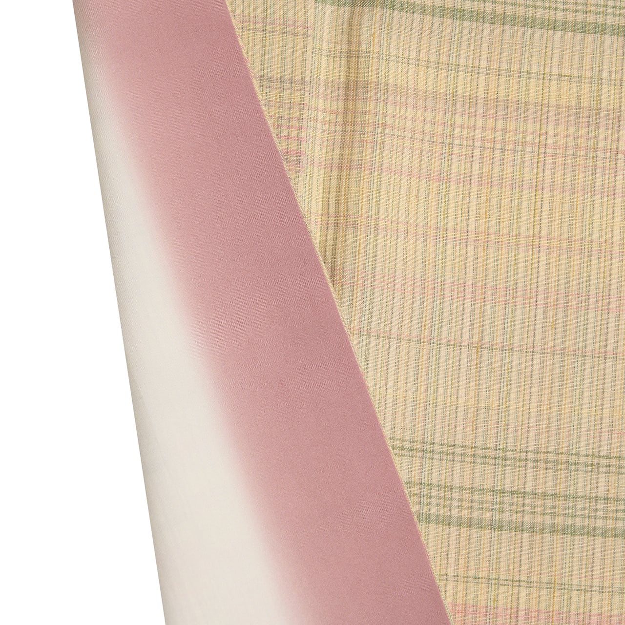 変り格子模様 紅花紬 袷着物【中古】 | かわの屋