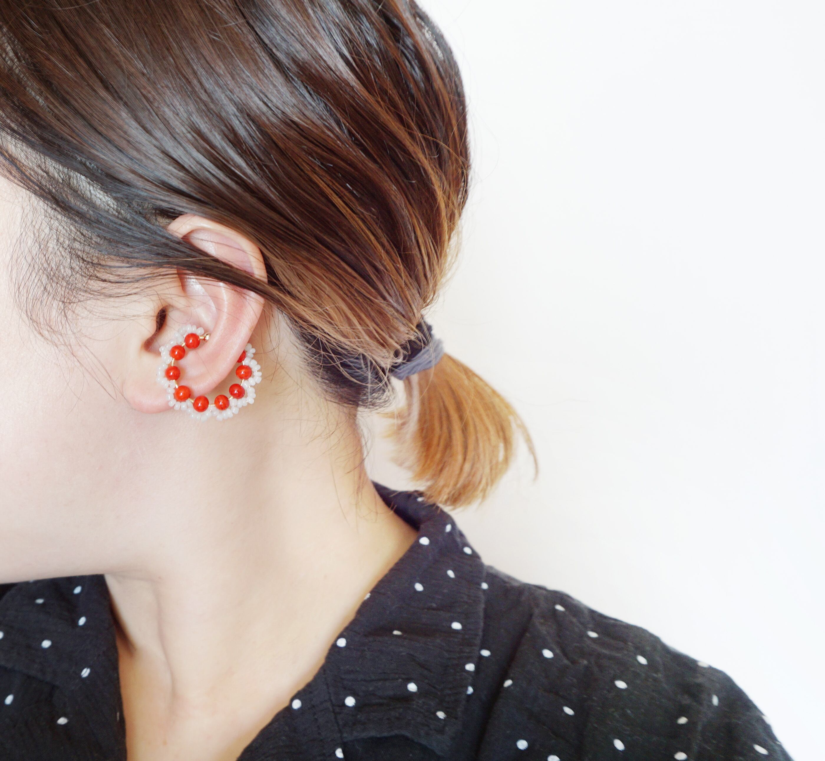 ＜Rollo～イロヅクビジュー～＞イヤーカフ『 Hanabana × Milk 』