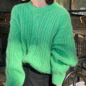 Round neck twist pattern knit　2colors　RW0150