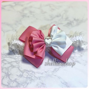 【wild rose × white(バックル:ハート)】ボリュームたっぷりリボンチョーカー