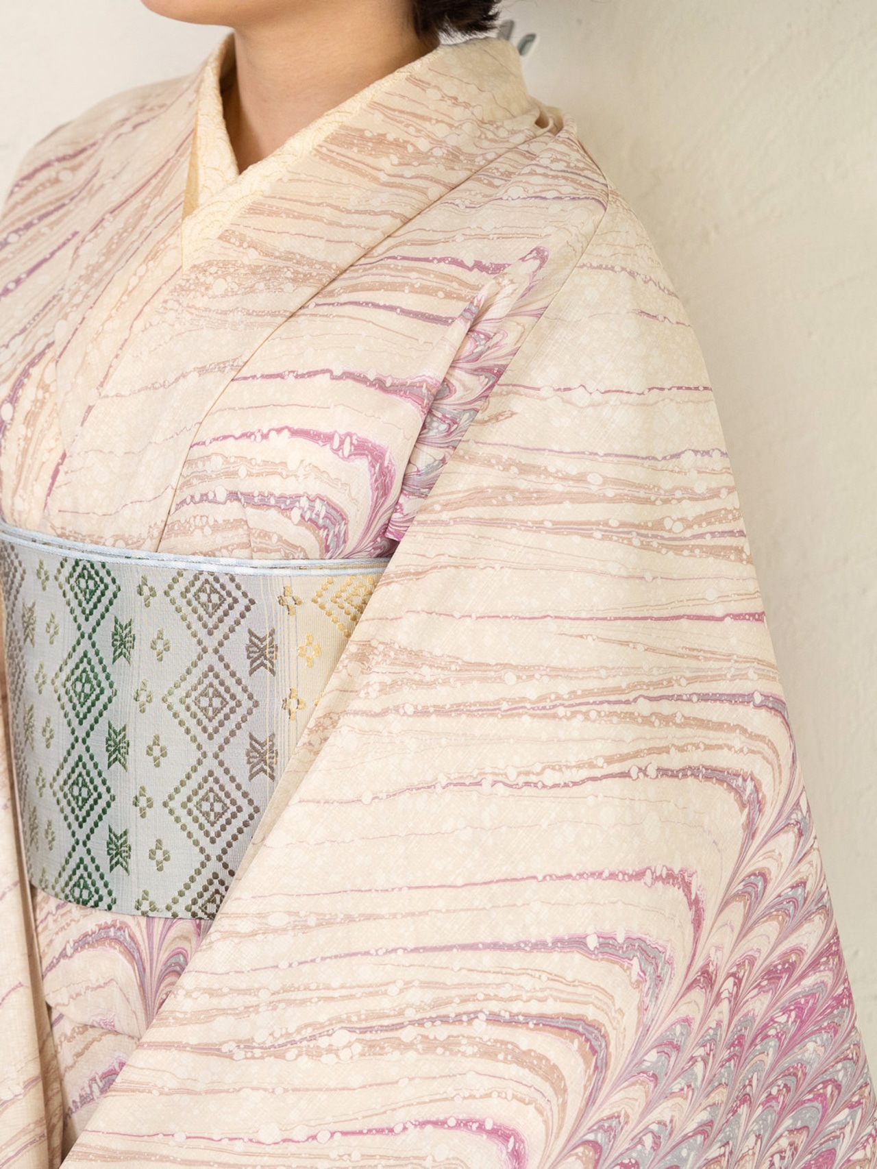 「甘蜜光泡 — 恋雫 」♡ピーコック柄×ゆらぎ柄〜セオアルファ 浴衣・夏着物・単衣