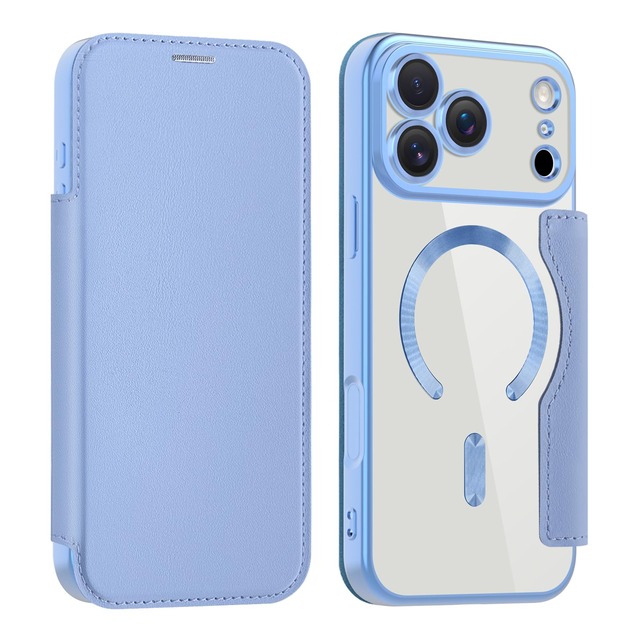 iPhone 17 Pro 用 ケース 手帳型 RFID アイフォン 17 プロ ケース 財布型 カードポケット付き 全面保護 Magsafe対応 背面透明 高級なPUレザー 人気財布型 カバー 軽量 いphone17 Pro スマホケース カード収納 おしゃれ 上質な手触り 擦り傷防止 (ライトブルー)