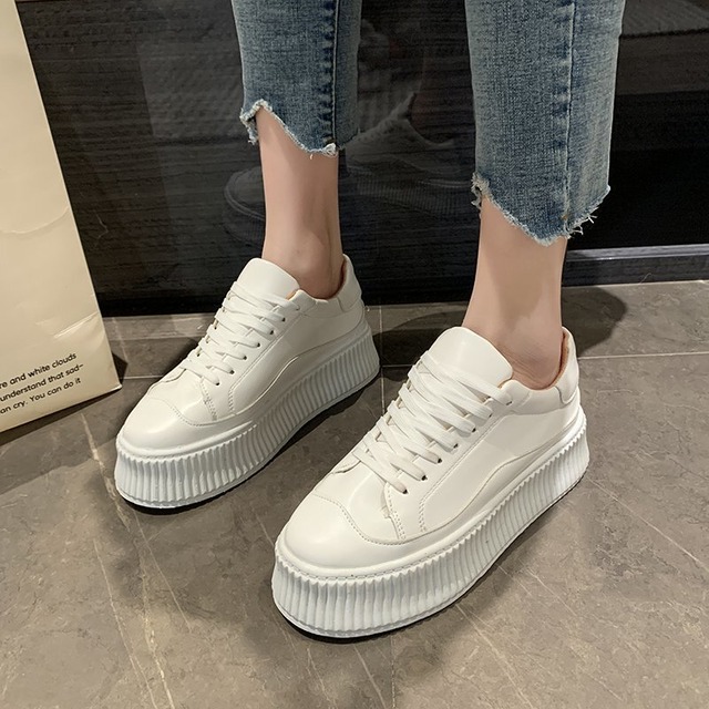 ホワイトレディーススプリングカジュアル 靴 シューズ レース スニーカー 春物 レースアップ 部族の婦人靴63519556865