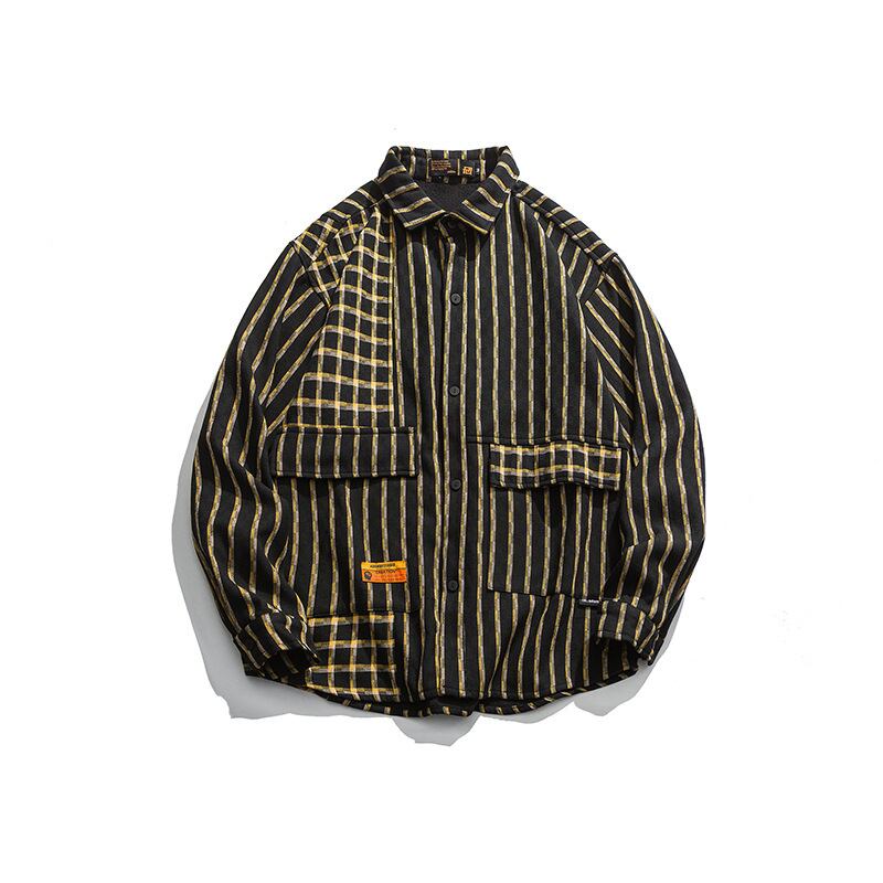 Yidao Vintage Winter ese Trend Thicken Loose Striped Shirt Loose Color Matching All-match Top-Alibaba ウィンター 冬物 ストライプ ビンテージ hip6-161167489955094