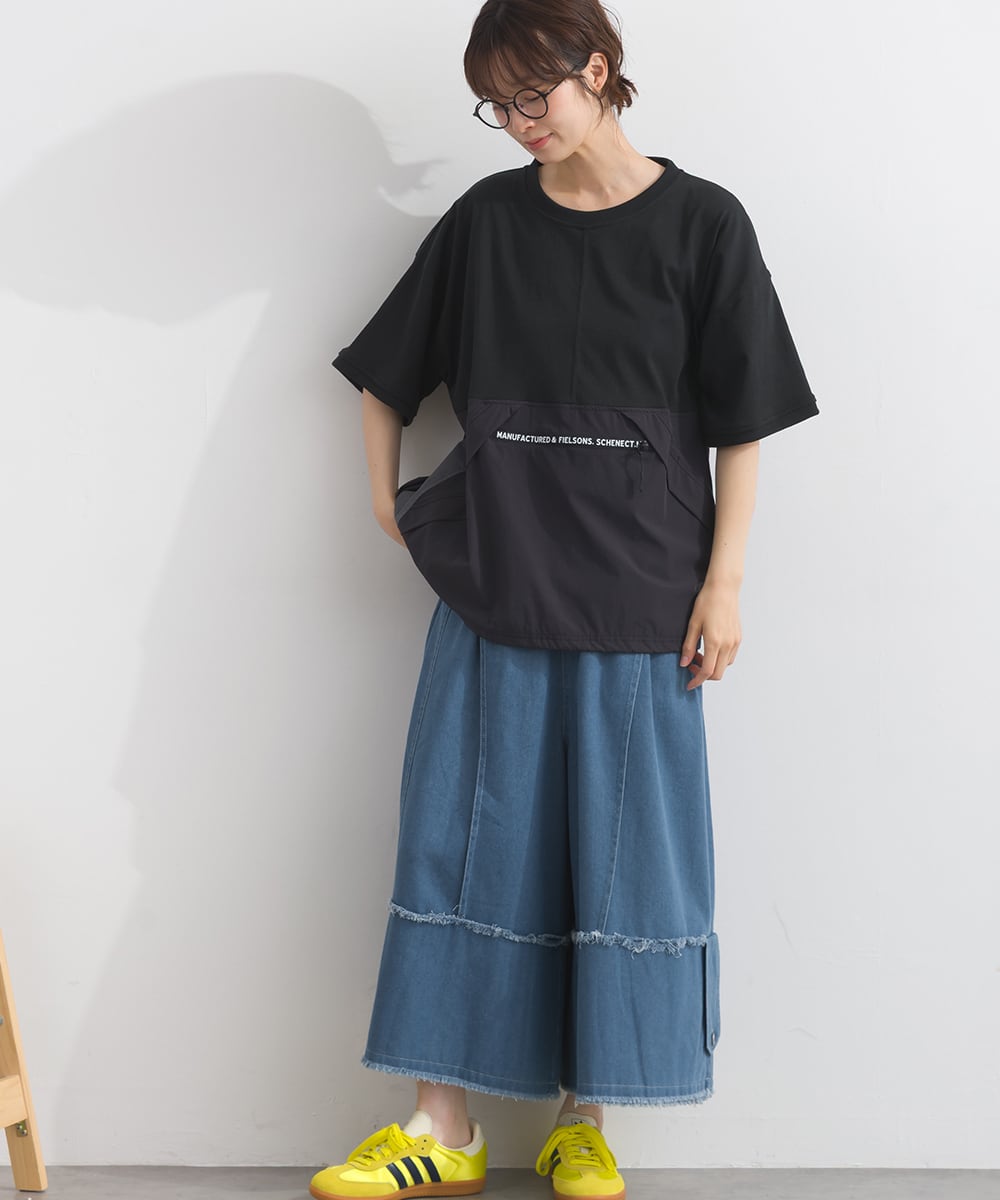 J261109 ナイロン切替ドロストプルオーバー / Nylon Panel Drawstring