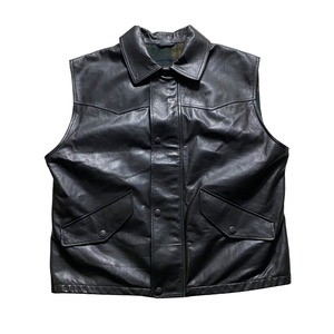 vintage black leather vest