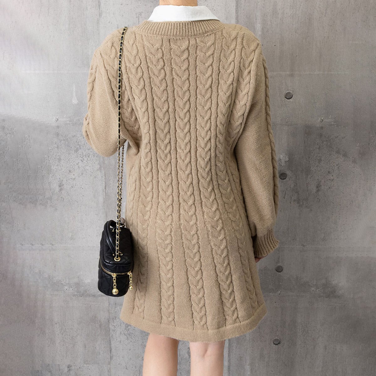 ケーブルニット ミニワンピース レディース 秋冬 韓国 ケーブル編み おしゃれ きれいめ 大人 かわいい フェミニン ゆったり 体型カバー 長袖 ワンピース 大人可愛い 大人女子