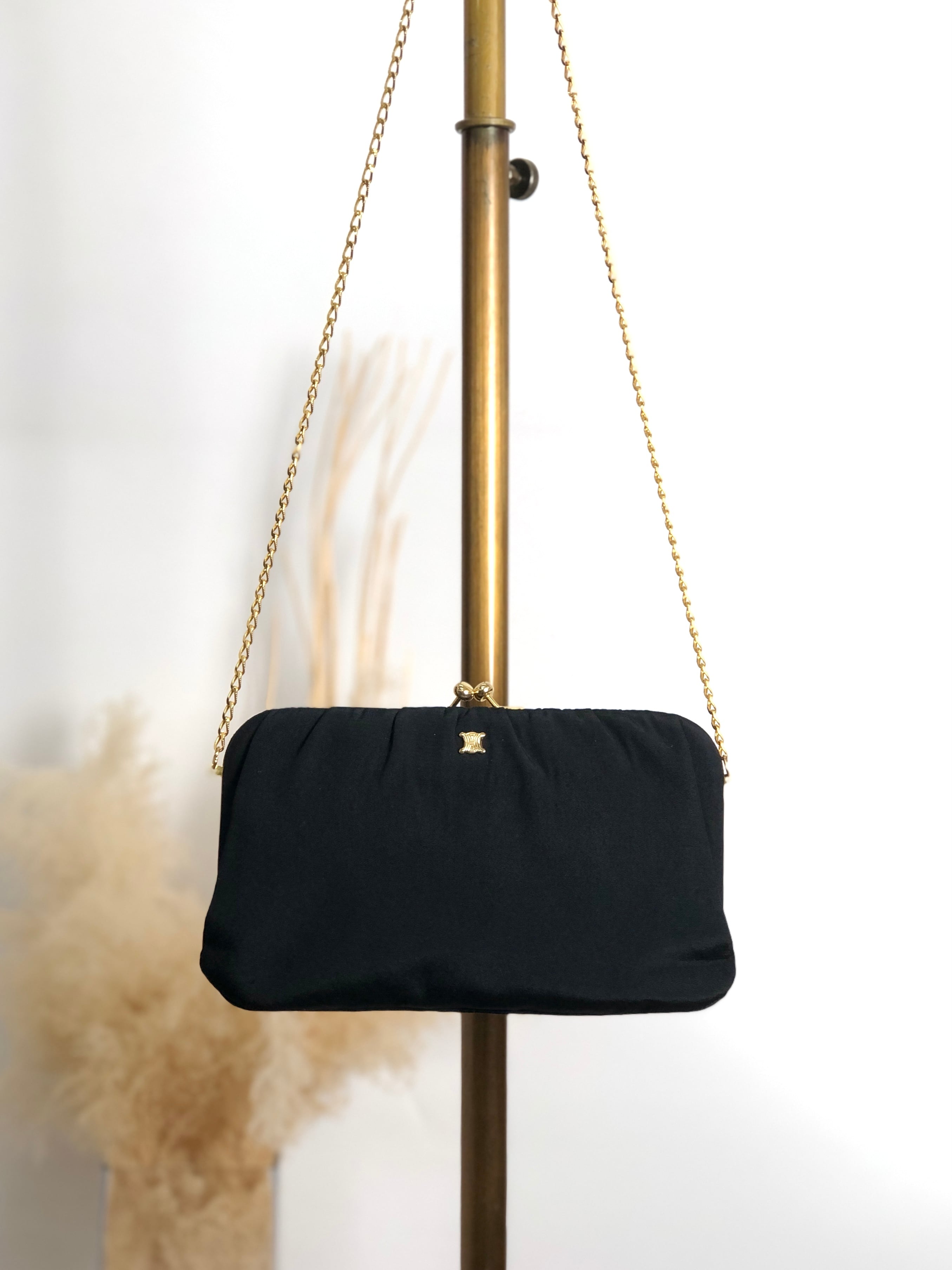 74800 CELINE セリーヌ ショルダーバッグ ブラック ブラゾン ナイロン チェーン ミニバッグ yx4igc