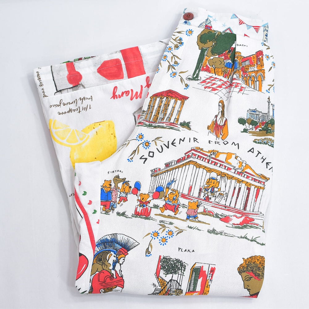 Remakeリメイク ヴィンテージ テキスタイル パッチワーク デザイン 再構築 ワイド ルーズシルエット バギーパンツ ツギハギ 古着 裏地付き レディースW67~90cm