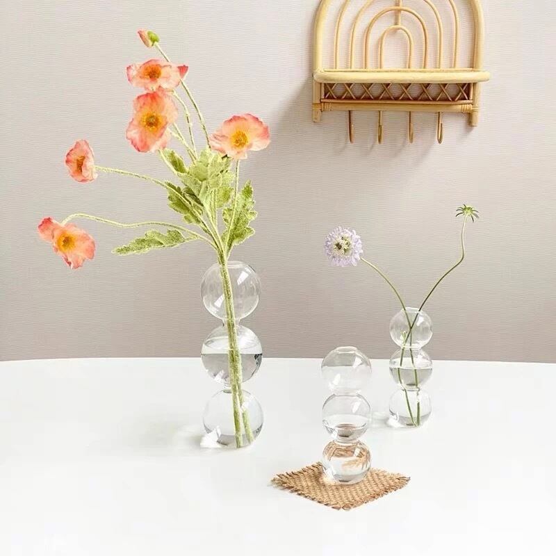 フラワーベース 花瓶 クリア ガラス ポップ HAY レトロ 韓国 - 花瓶