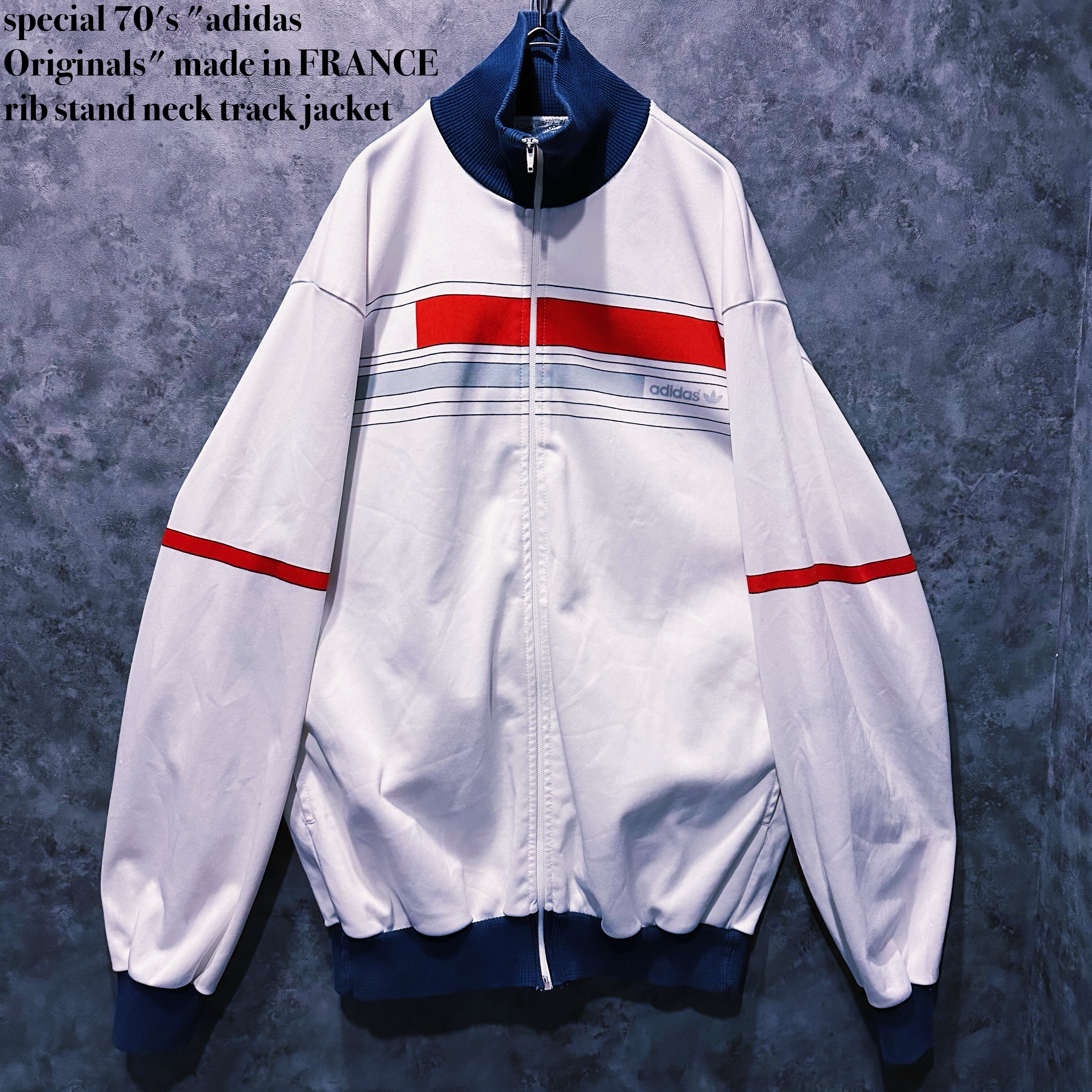 【doppio】special 70's "adidas Originals" made in FRANCE rib stand neck track jacket