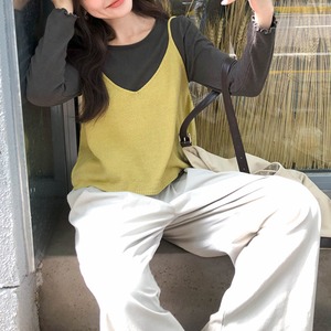 【2-piece】knit bustier & cut-and-sew top J00010