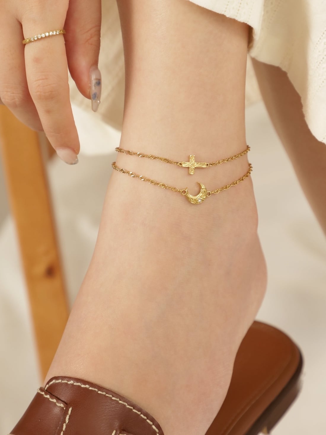 screw 】316L hawaiian cross anklet #a10 | rani