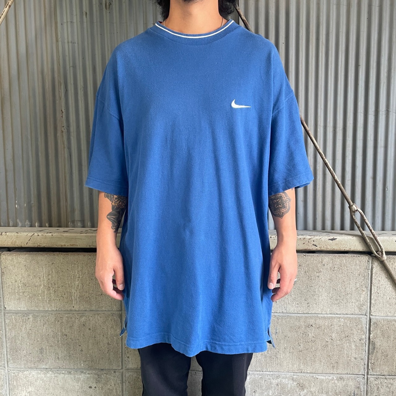 90年代 NIKE ナイキ ワンポイントロゴ刺繍 鹿の子 Tシャツ メンズXL 