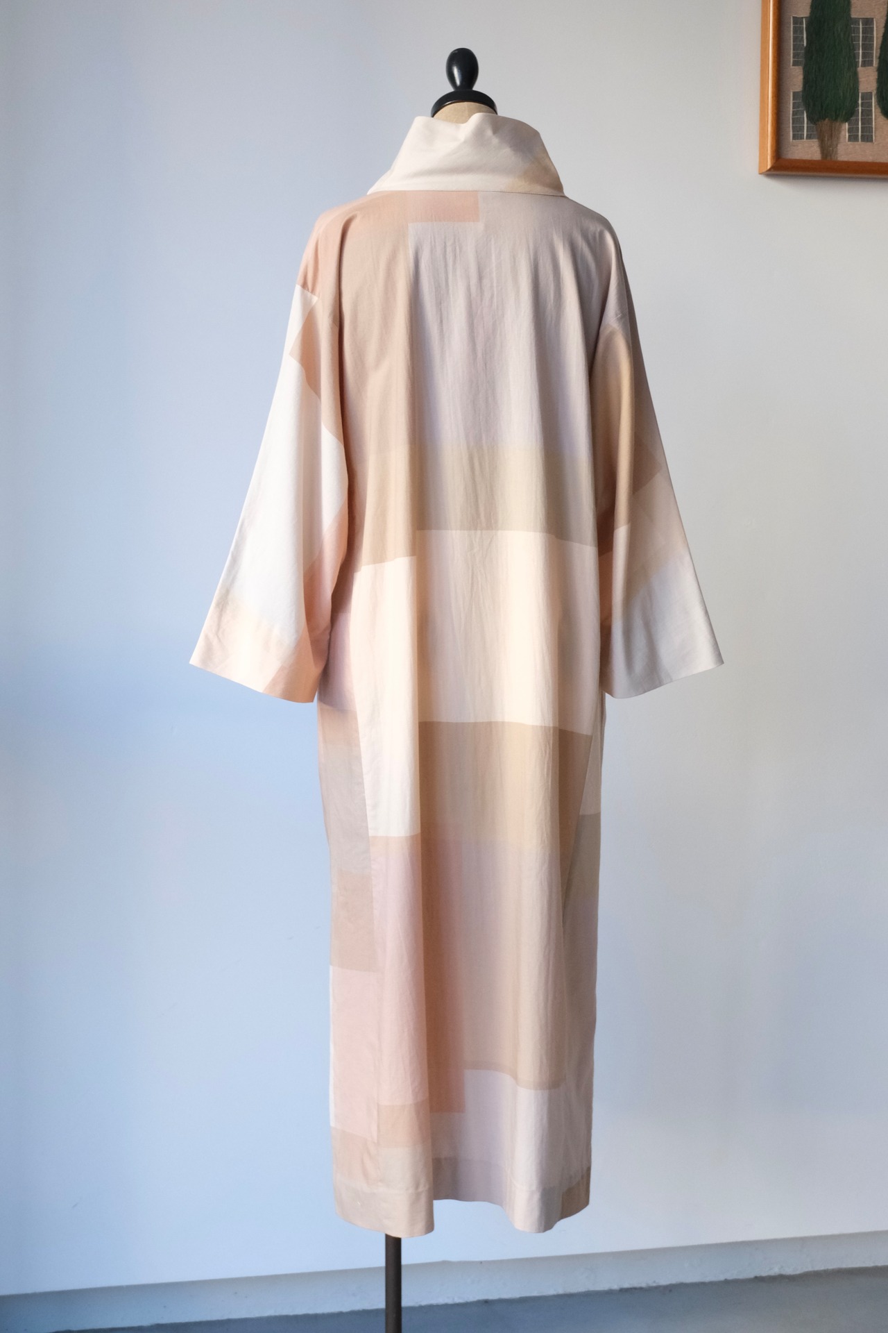 Marimekko beige block pattern high neck dress