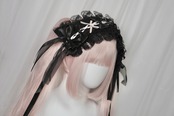 ♡【はじめてセット】ブラックレース ヘッドドレス＆お袖留め3点セット ♡