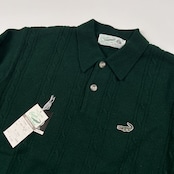 タグ付き 未使用品 Crocodile クロコダイル 襟付き ポロ ウールニットセーター サイズ M /ケーブル編み/モスグリーン