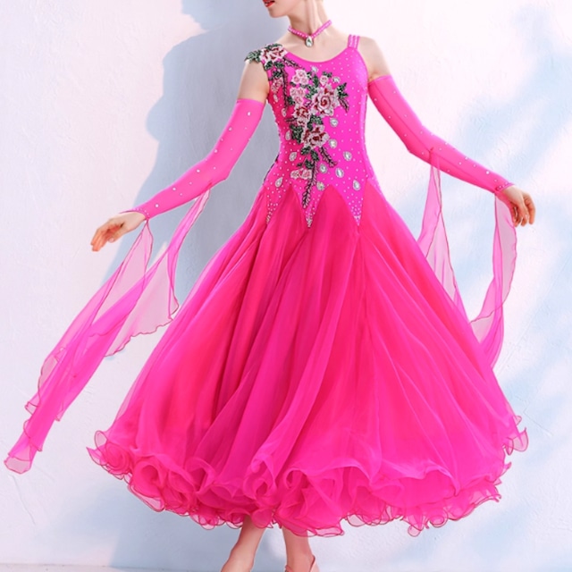 エレガント フローラル エンブロイダリー モダンドレス 4col D00241