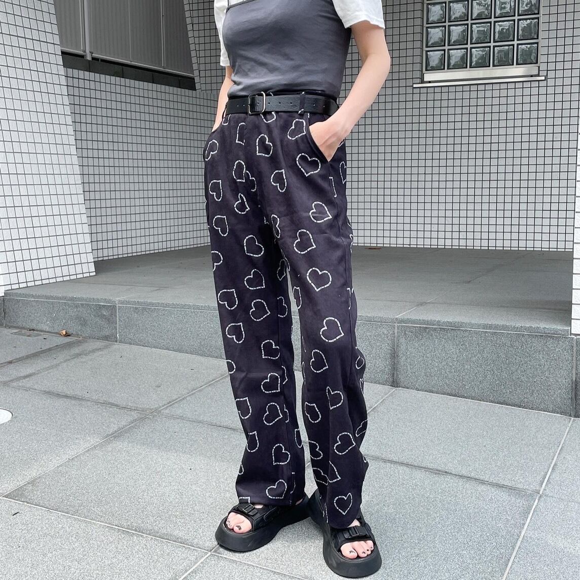 Heart pattern corduroy pants _SLN0283