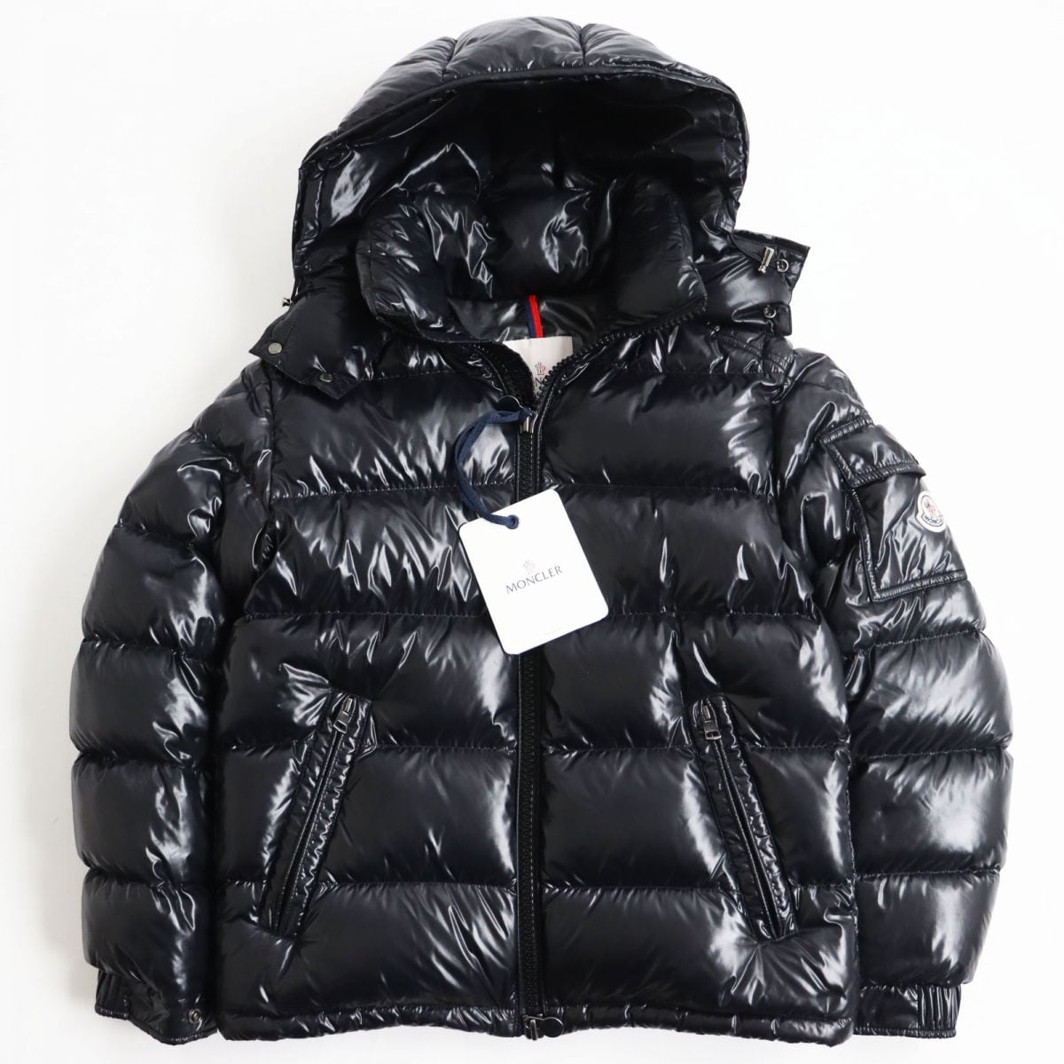 極美品●2019年製 定価155000円 MONCLER モンクレール MAYA GIUBBOTTO マヤ ロゴワッペン フーデッド WZIP  ダウンジャケット 黒 0 正規品 q04-st30324-847