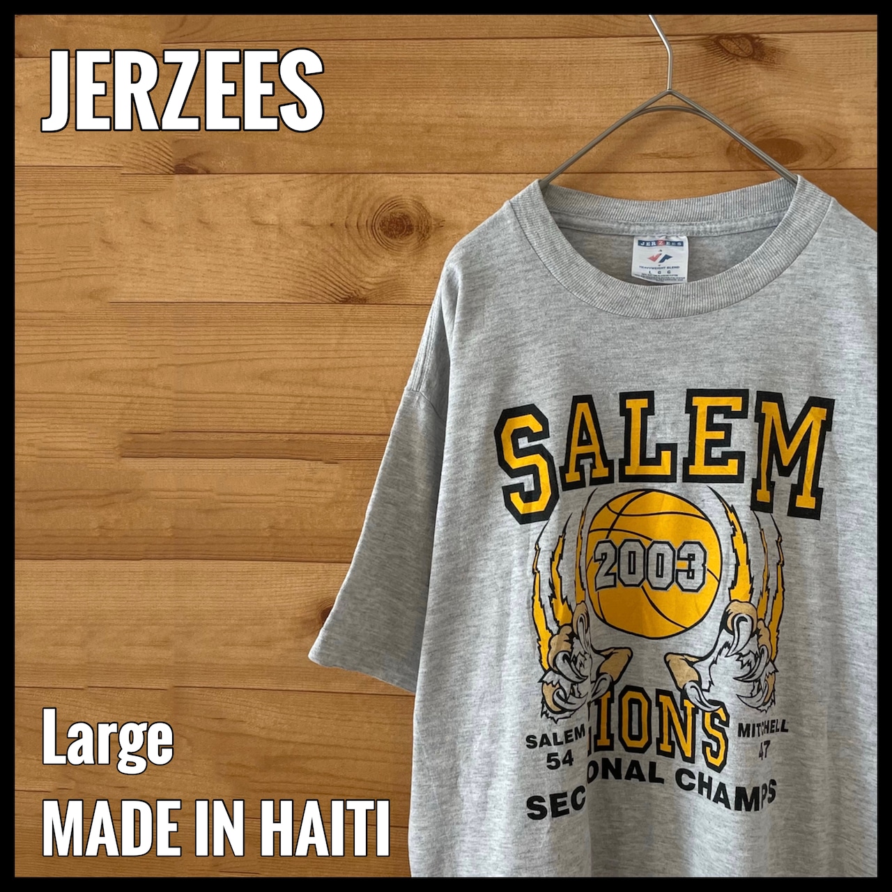 【JERZEES】バスケットボール 2003年 ロゴ プリント Tシャツ SALEM LIONS L US古着