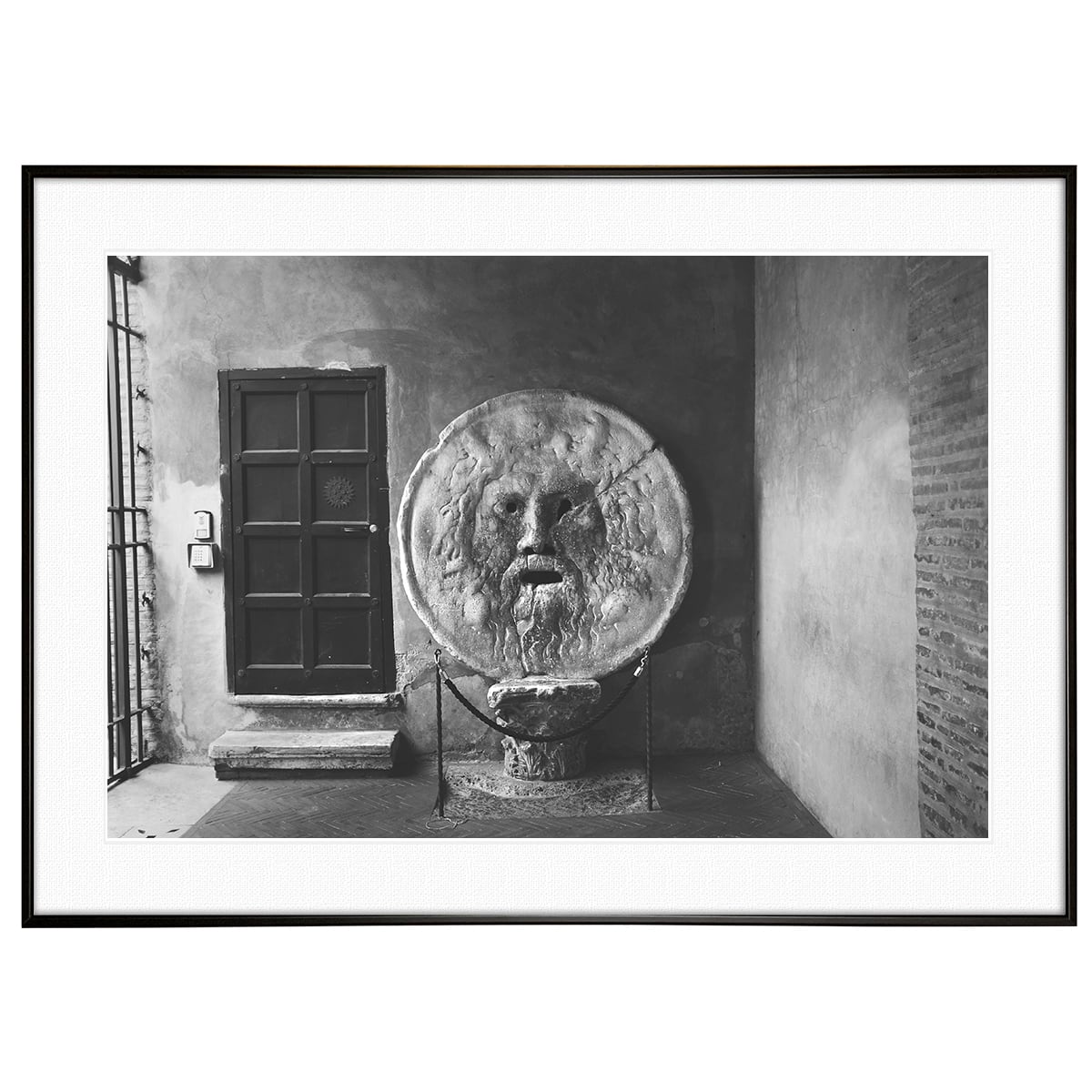 イタリア写真 ローマ 真実の口 インテリアモノクロアートポスター額装