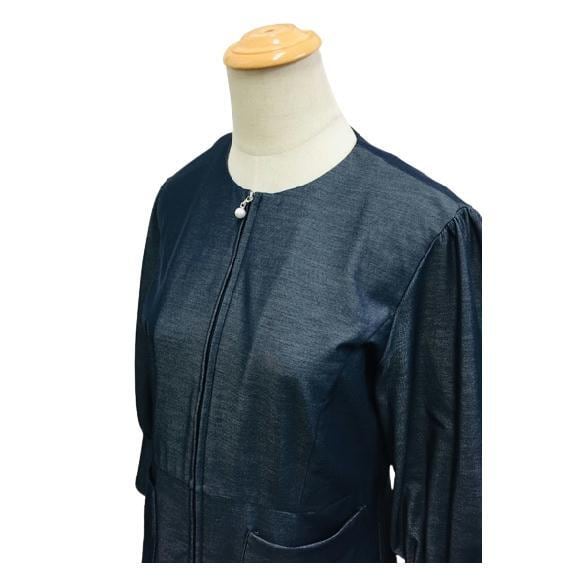 トワレ/Toilette　デニムワンピース　3　ネイビー　コットンリネンBLEND トワレ toilette 新品 ワンピース ストレッチ デニム コート