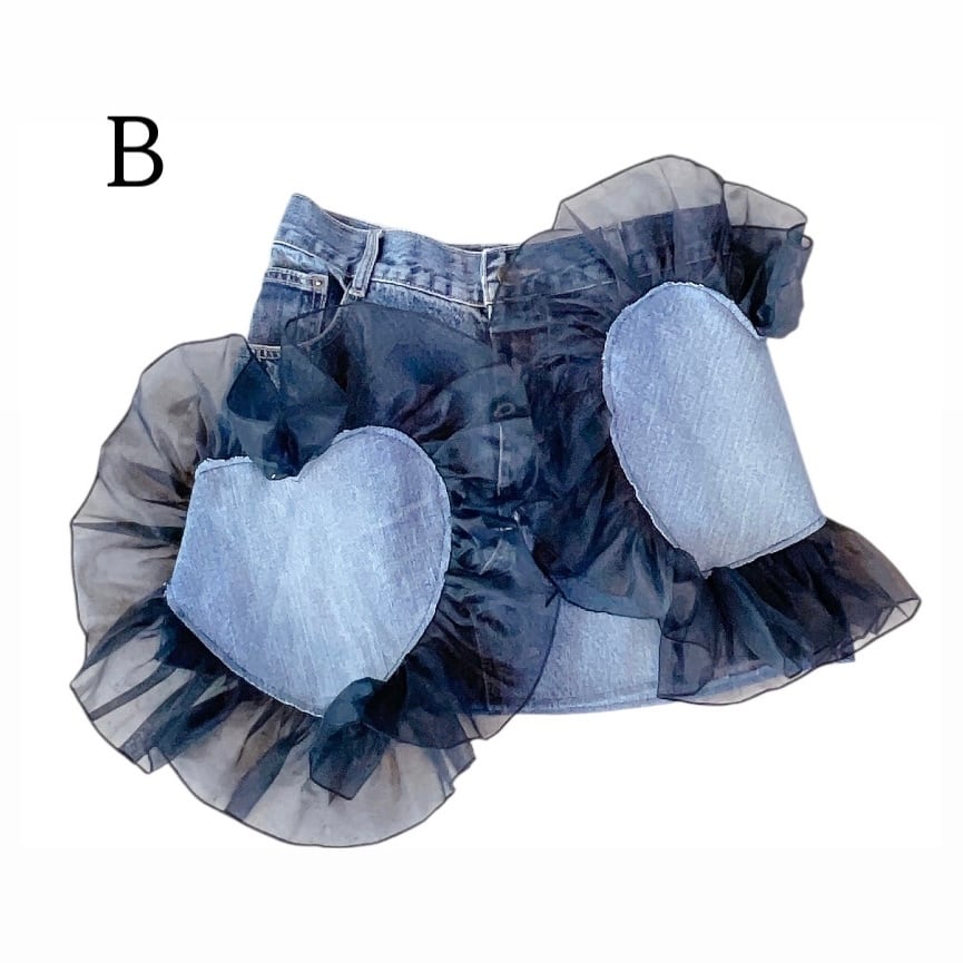 リメイク】リメイクチュールフリルデニムスカート | lilLilly official