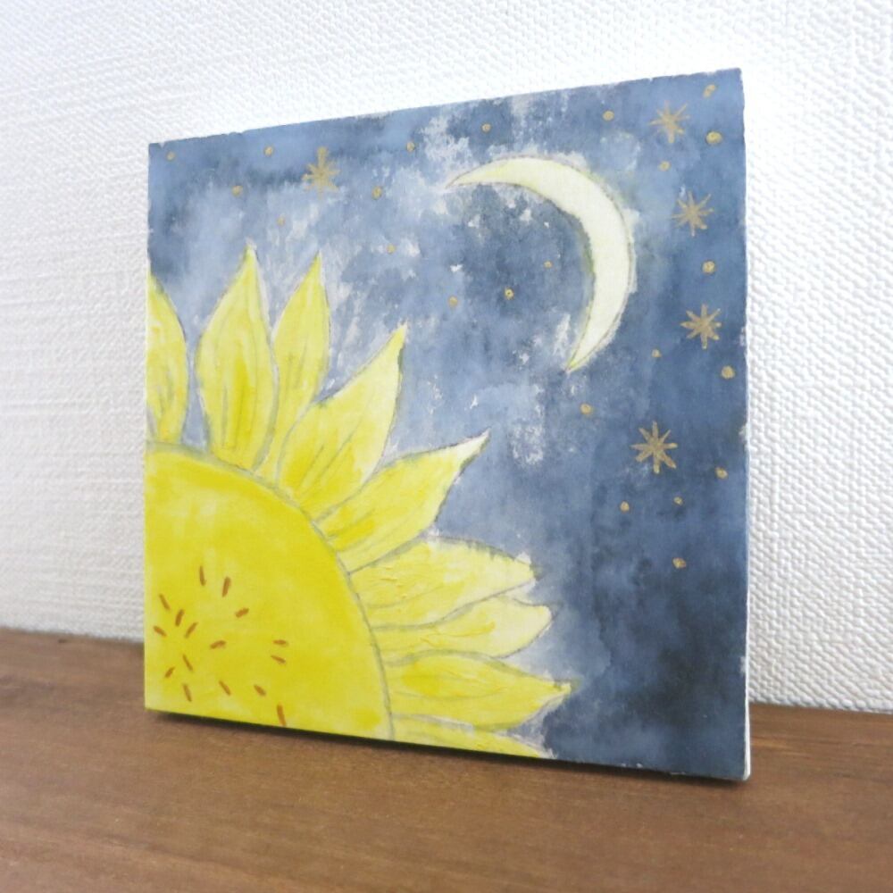 原画 『三日月夜。』 月明かりの夜 ハンドメイドパステル画 絵画アート原画