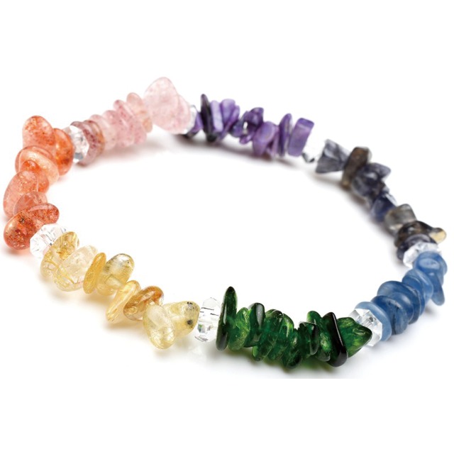【七難即滅 七福即生】天然石 水晶 招福厄除け七色 さざれ石ブレスレット