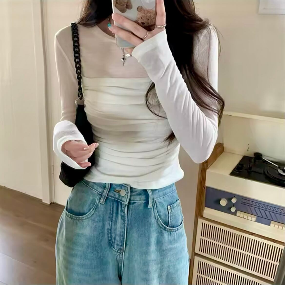 シアーシャーリングロングTシャツ