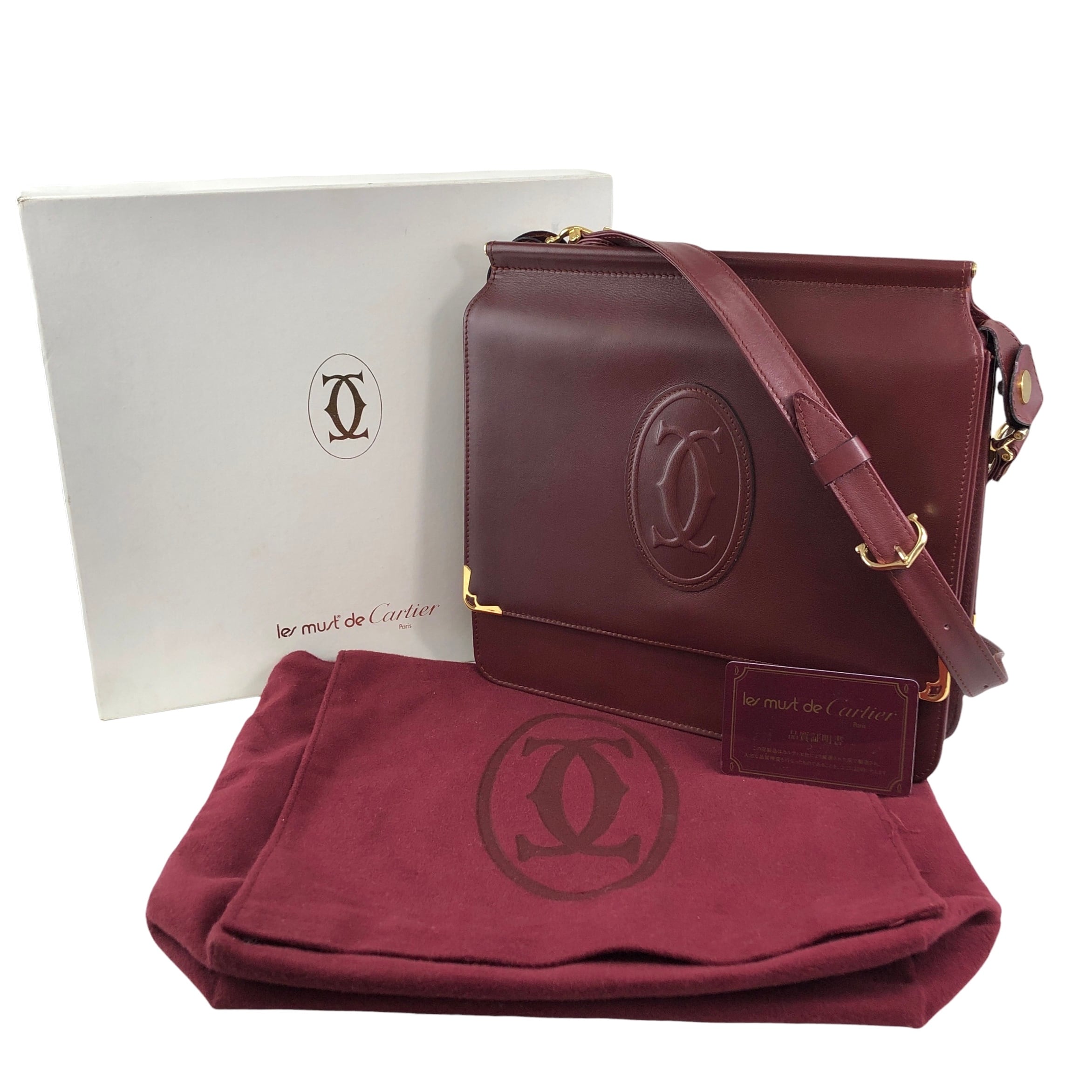 Cartier カルティエ マストライン ショルダーバッグ ボルドー レザー