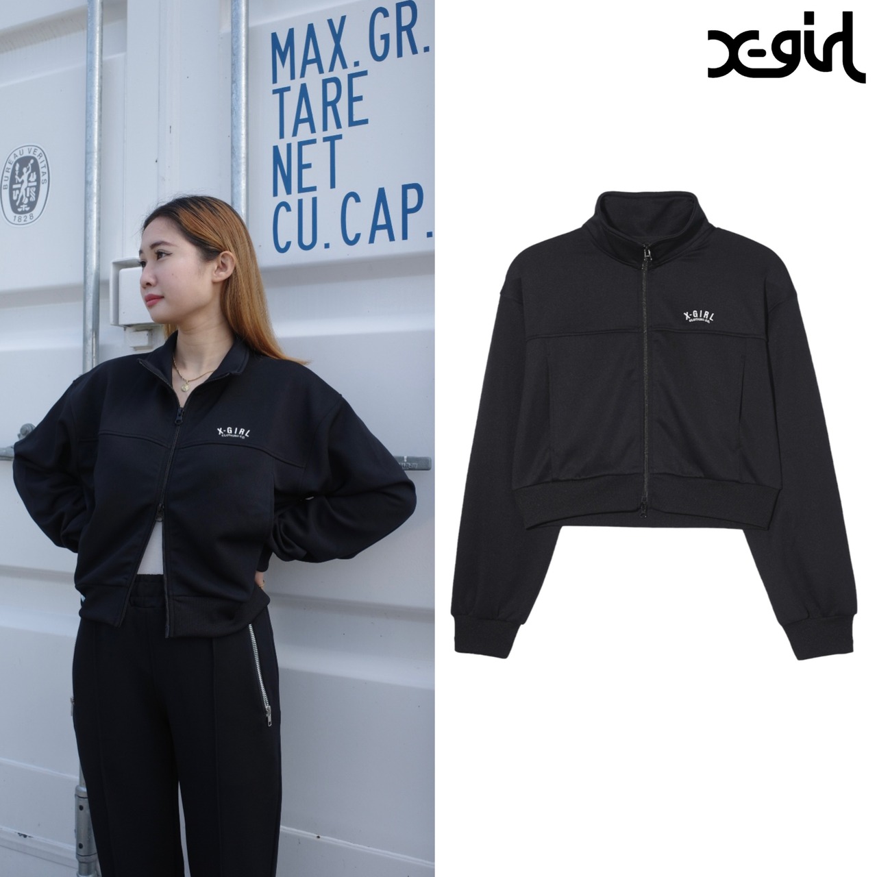 【X-girl】COMPACT ZIP UP TOP【エックスガール】