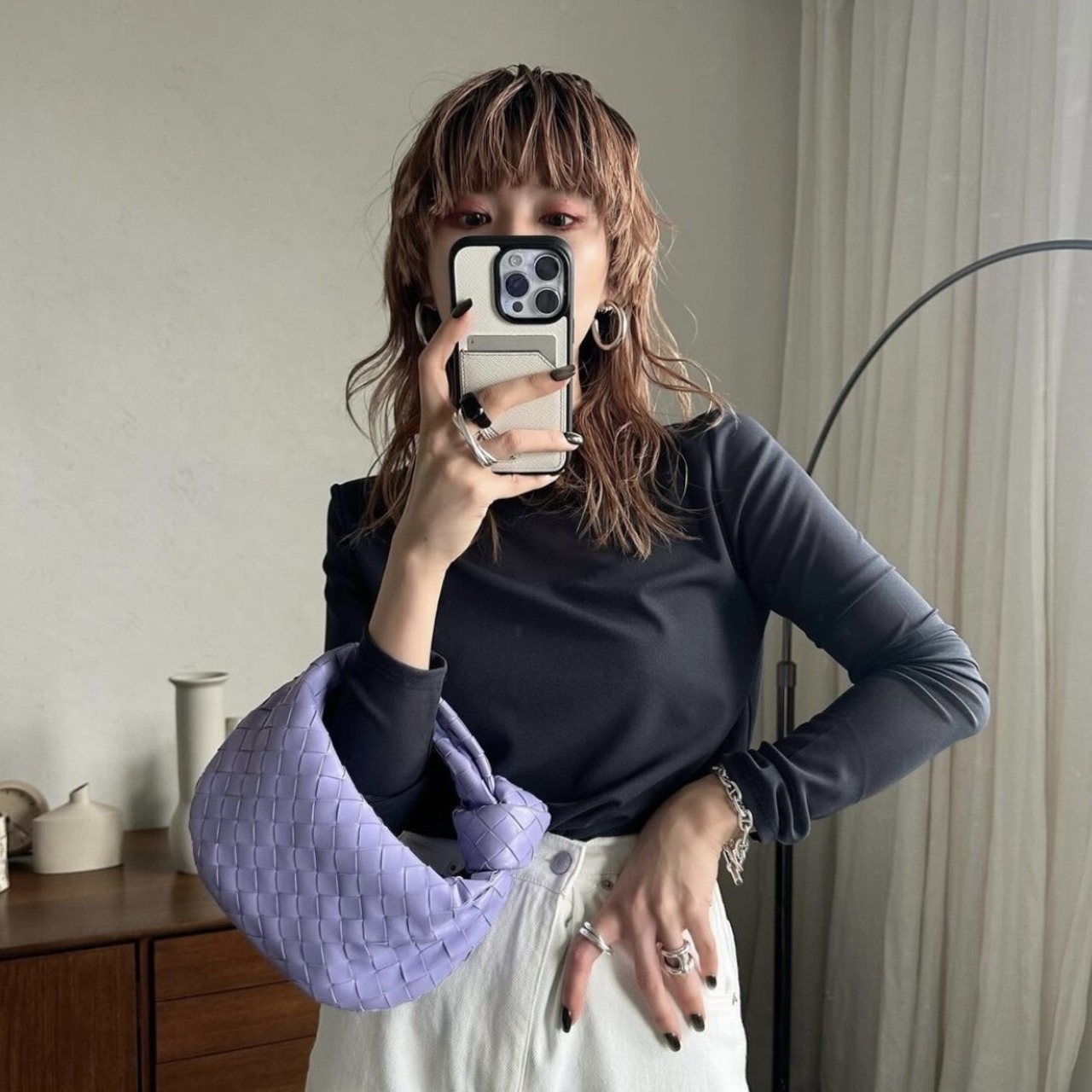 tulle sheer crew neck tops/gray | CFT