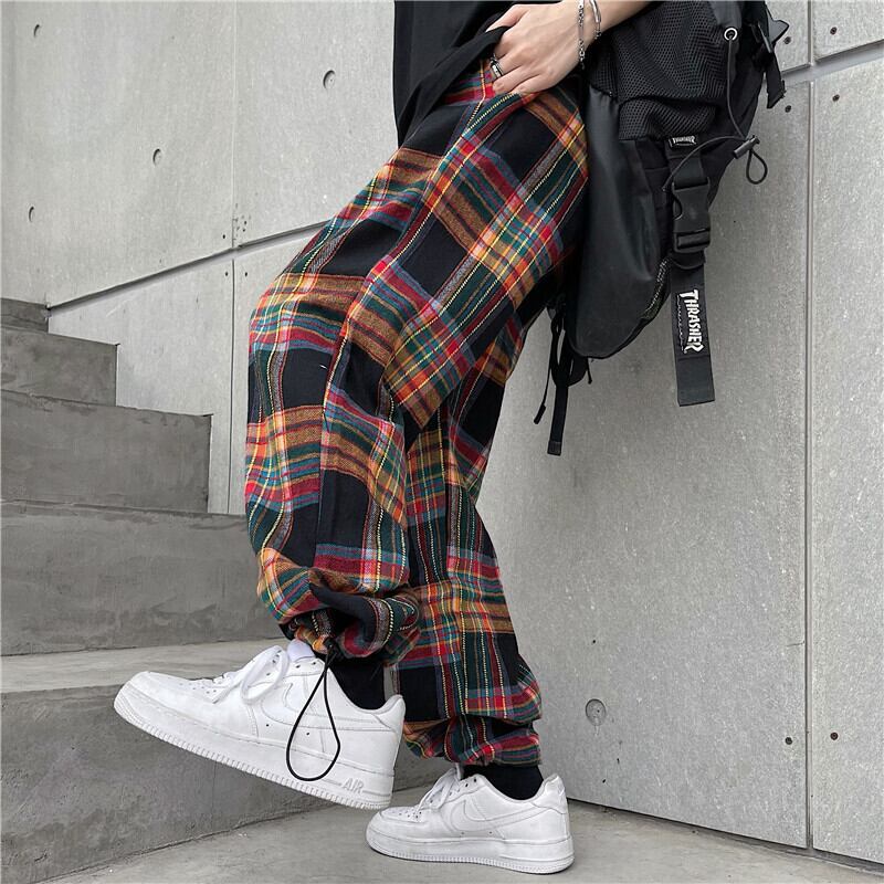 スタンダード格子柄パンツ ルーズカジュアルレディース レトロ ケッペル85669871457