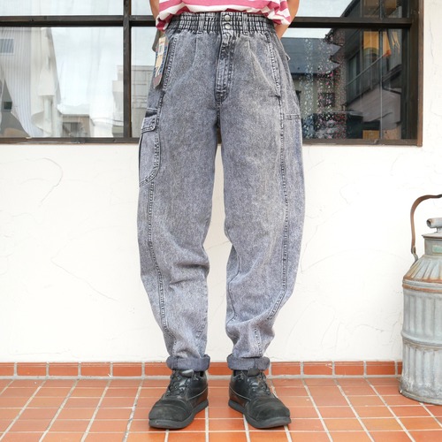 【DEADSTOCK】80's  Levis silver tab ブラック ケミカル テーパード パンツ