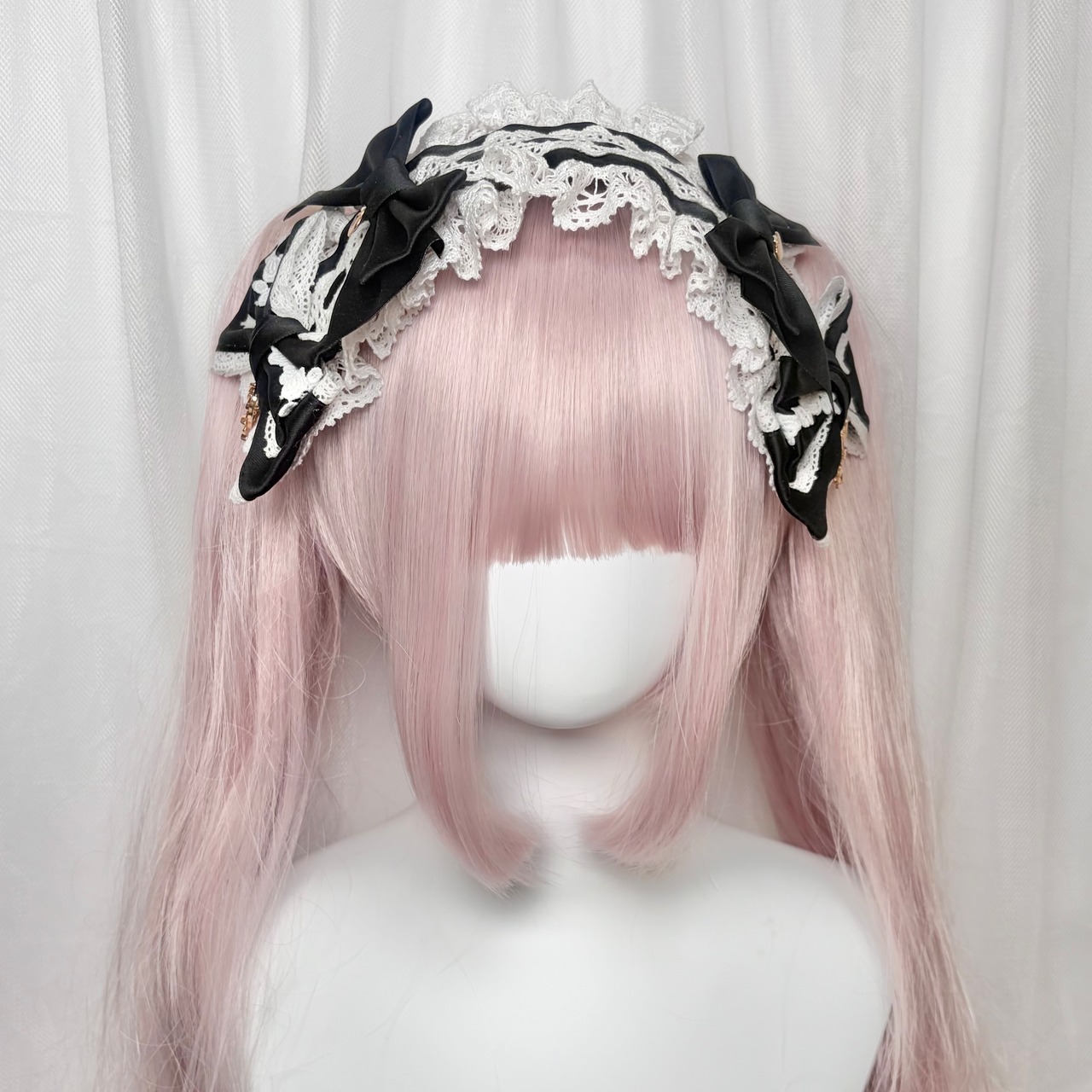 ♡【全9色】 クラシカルフリルレース ダブルリボンヘッドドレス yellow ♡