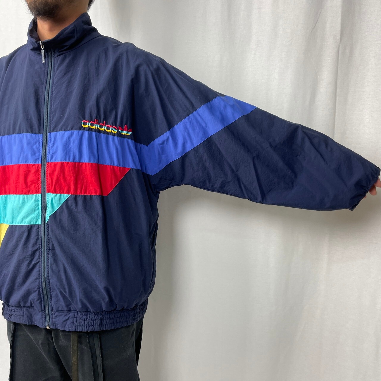 80年代 adidas アディダス ナイロン トラックジャケット メンズXL相当 