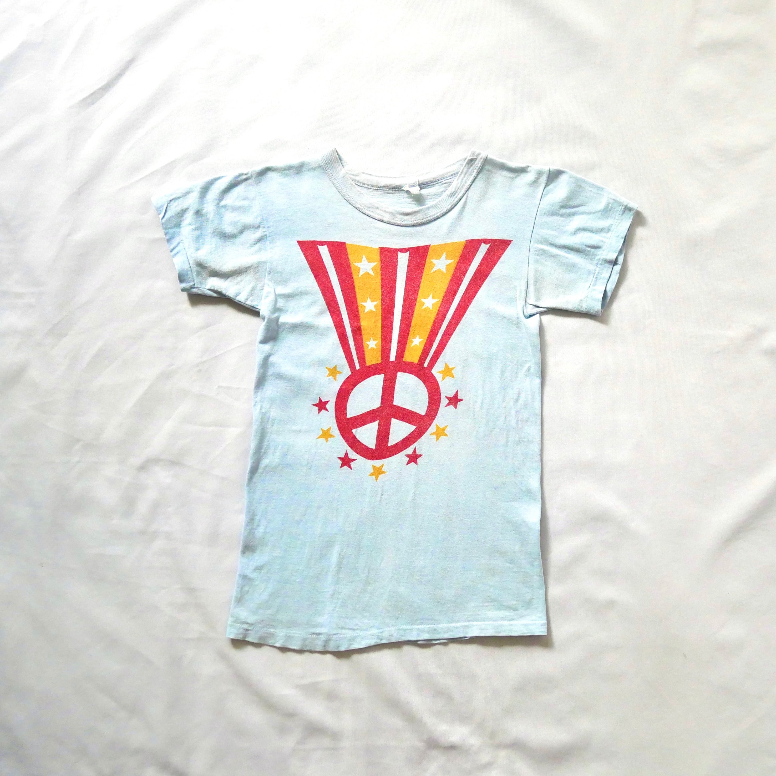 70s vintage peace&star blue Tshirt 70年代 ヴィンテージ ピース