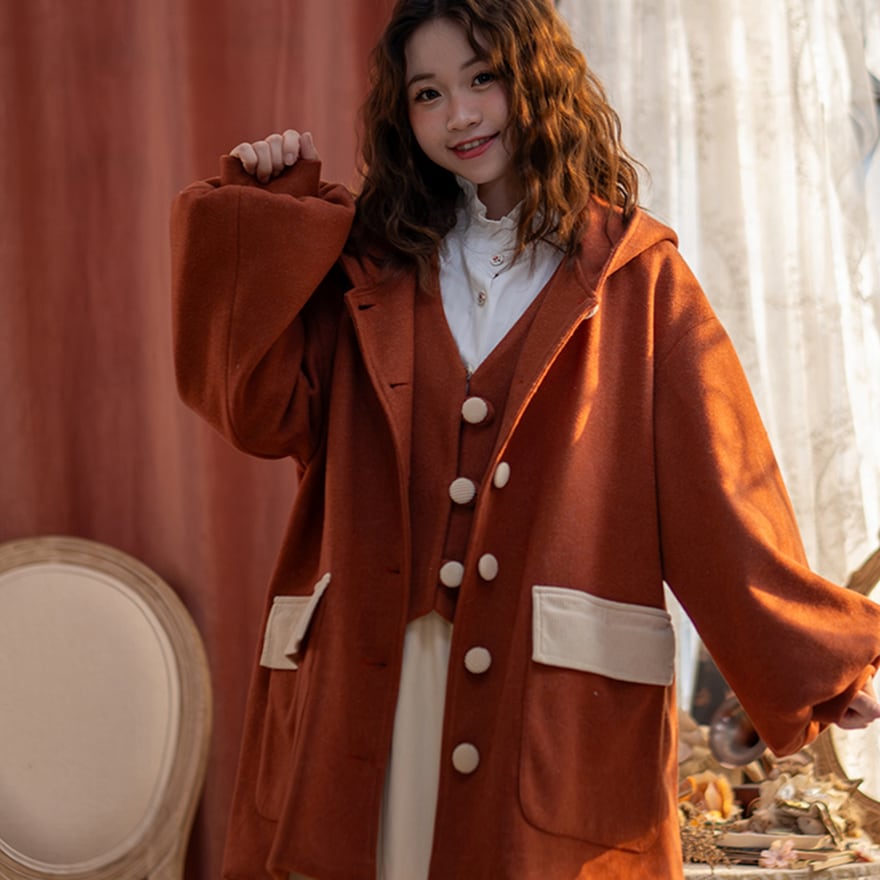 セミロリ ジャケット フード付き カジュアルロリィタ 森ガール風 レトロ