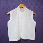 Embroidered white china tops