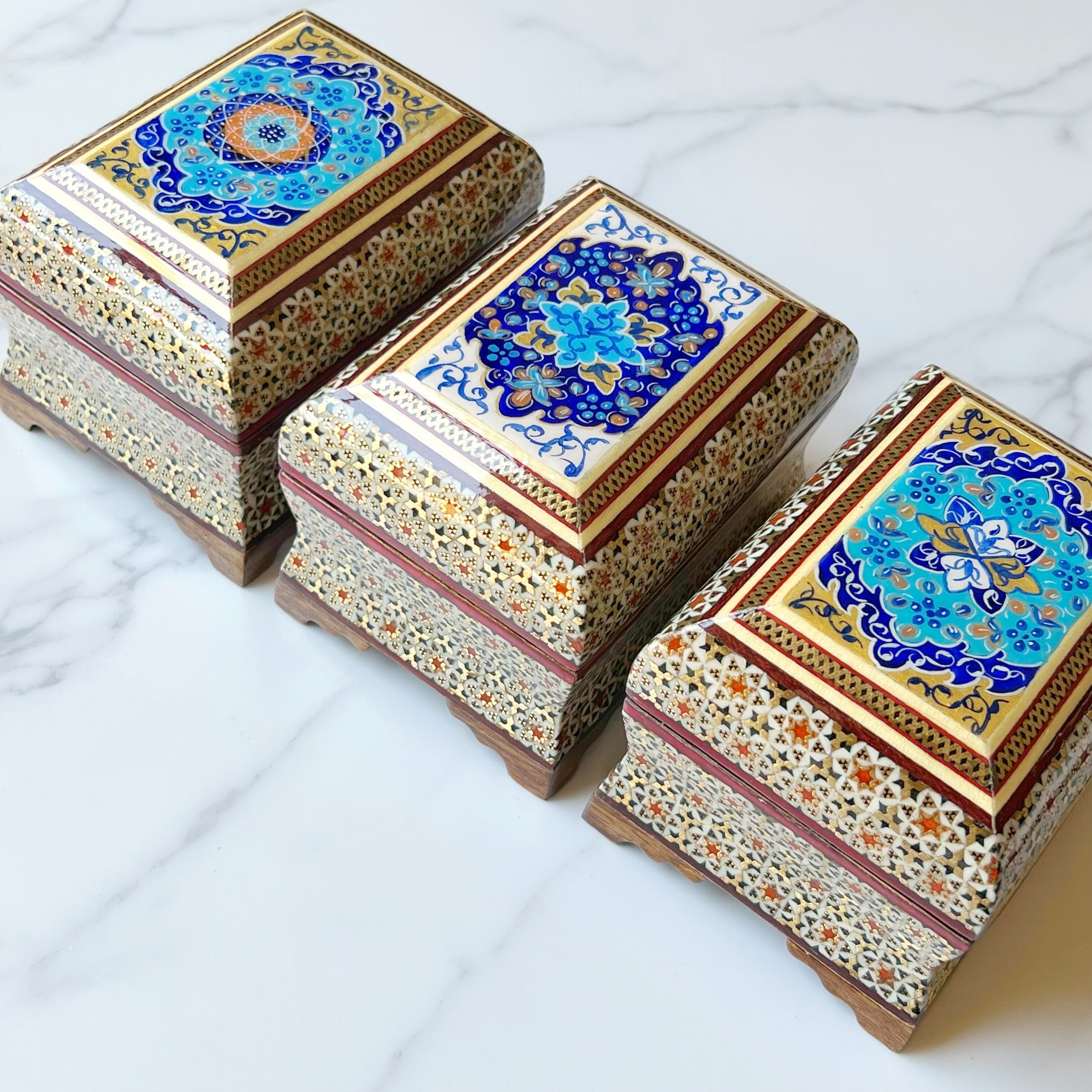 象嵌細工（ハータムカーリー）小箱 長方形 11cm【KHATAM KARI-143