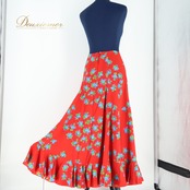 【フラメンコ衣装】レッド HERMOSA IBERIA エルモサイベリア ファルダ ペチコート スカート 赤 青 花柄 水色 軽い 薄い ダンス